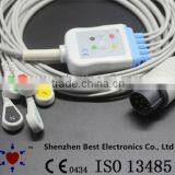 Nihon Kohden ECG Cable and Leadwires 8pin With 5 Leads, IEC With Snap