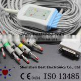 Schiller Short Screw EKG 10 Lead Cable and Leadwires IEC 4.0 Banana Connector Curbell CB-721014R/1