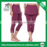 Ramax Custom Ladies Yoga Stripe Capri Leggings Pants With Skirt Design