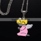 Sweet Heart Small Angel Prayer Necklaces Double Colors Couple Necklace Choker For Lovers thumbnail-4