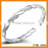 Fashion Silver Plated Scrub Interweave Opening Bangle thumbnail-1