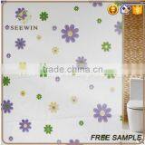 Customized Waterproof Shower Curtain With Decorative Flowers thumbnail-2