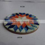Round Bone Mosaic Flower Pattern Coaster Available in Other Patterns and Colours thumbnail-1