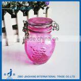 Embossed Glass Condiment Container Kitchen Storage Jars With Metal Clip thumbnail-1