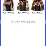 Yellow Blue White Checks Designs Scarf and Shawls Wholesale Women Scarf Pashmina thumbnail-6