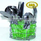 Plastic Handle Cutlery Set With Stand/hanger