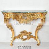 Green Marble Baroque Wall Cleat 2 Leg Console Tables