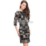 Open Back Club Lady Western Sexy Night Gold Sequin Dress Woman thumbnail-4