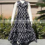 Summer Rainbow Chevron Zigzag Long Maxi Ruffle Dress Made in China