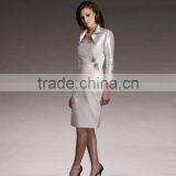 2 Pieces Long Sleeve Satin Knee Length White Beading Evening Dress thumbnail-1
