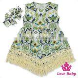 48BQA142 Lovebaby FAUX SUEDE Fabric Printed Pattern Girls Dress With Bow Headband Baby Girls Fancy Dress Picture thumbnail-4