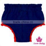 Wholesale Soft Infant Clothes Navy Plain Color Lace Free PP Pants Newborn Baby Boy Beach Shorts Type Diaper thumbnail-3