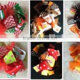 Holiday Halloween Thanks Giving Christmas 6inch Big Feather Chunky Hair Bows thumbnail-1