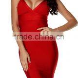 Spaghetti Straps Plunging Neck Bodycon Fit Bandage Dress 2015 thumbnail-4