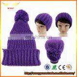 Female knitted custom acrylic beanie with ball