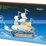 Wooden 3d puzzle ship model Gothenburg