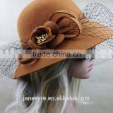 New Coming Fancy Party 100% Wool Felt Hat With Veiling thumbnail-3