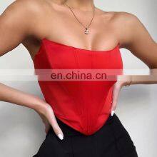 Sleeveless Off Shoulder Velvet Fashion Sexy Corset Crop Tops Vest Female Underwear Backless Bustier Top Solid thumbnail-4