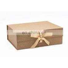 Custom Ribbon Design Brown Kraft Color Luxury Paper Rigid Box Packaging for Retail Products thumbnail-1