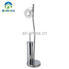 Stainless Steel Free Standing Toilet Brush With Paper Roll Holder thumbnail-3