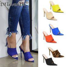 2021 Stiletto Pointed Open Toe Slip-on Sandals Thin Heel Slippers Shoes Women heels designer heels New Fashion Shoes