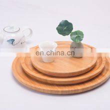 Natural Ecofriendly Round Wooden Platter Snack Food Bamboo Serving Tray thumbnail-1