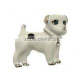 Wholesale 3*3cm Cute Small White Enamel Puppy Dog Brooch thumbnail-1
