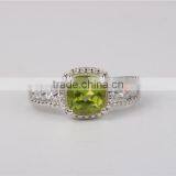 Fahion Prong Setting Square Natural Stone Crystal Silver Engagement Ring thumbnail-2