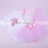 2016 wholesale boutique baby dress sparkly little princess crown flower skirts romper 2 piece infant clothing set kid girls wear