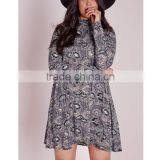 Factory Price Plus Size Floral Jersey Swing Dress thumbnail-4