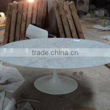 Modern Fiberglass Base and White Marble Top Oval Tulip Table thumbnail-3