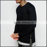 Longline Men Wholesale Blank Sweatshirts Crew Neck Long Sleeve New Design Custom Baseball Sweatshirt thumbnail-2