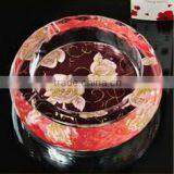 Round Red Chinese Character Fu Blessing Lucky Present Crystal Ashtray For Holiday Gift thumbnail-3