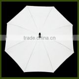 White Automatic Golf Umbrella with Round Wood Handle