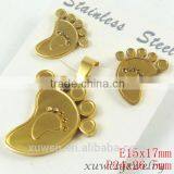 Baby Footfprint Stainless Steel Gold Plated Jewelry Sets