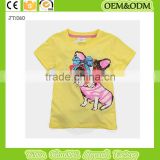 hot seller kids clothing custom kids plain Yellow neck t shirt dog t-shirt