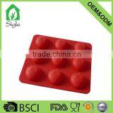 Silicone 9 -cavity strawberry &heart shape chocolate mould ice cube tray jello mold cookie mold