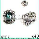 Rectangle Shaped Blue Zircon Jewelry Rhineston Zamac Button