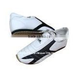 Training and Competition Laces Closure Plain Black and White Leather Dancing Shoes