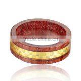Factory Wholesale Natural Wood Rings Jewelry, Gold Foil Inlay Wood Rings Men thumbnail-3