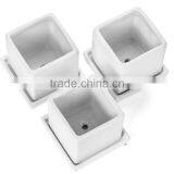 Set of 3 Succulent Planters Ceramic Cubes With Drain Hole and ITray thumbnail-2