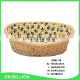 Large stackable cheap natural woven wicker pet bed