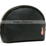 Pure Colour Woman Simple Black Cosmetic Bag Pu Leather Shell Package thumbnail-1