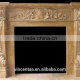 Hand Carving Natural Stone Limestone Fireplace Mantel for Sale thumbnail-2