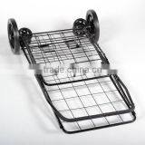 Folding Metal Supermarket Shopping Cart With Double Basket and Wheels thumbnail-2
