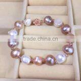 Colored 7-8 mm Baroque Freshwater Pearl Bracelet With Rose Gold thumbnail-1