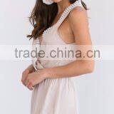 Woman V Neck Crossover Playsuit With Lace Trim Latest Design Summer Sexy Romper thumbnail-2