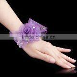 Stretch Fabric Flower Bracelets Bridemaid Jewelry Fabric Wrist Corsage Wedding Flower Corsage Bridal Accessories Jewelry thumbnail-5