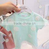 Girls Flowers Short - Sleeved All-match Kids Tshirts Cotton Children O-collar T - Shirt thumbnail-4