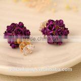 2016 New Arrived Crystal Rose Flowers Stud Earring Colors Wholesale Double Side Flower Design Stud thumbnail-3